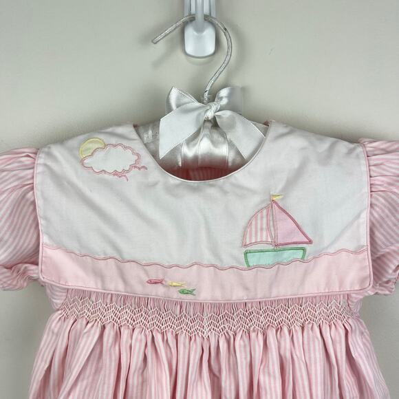 Carriage Boutiques Smocked Pink Sailboat Jumpsuit 24 Months - Picture 2 of 9